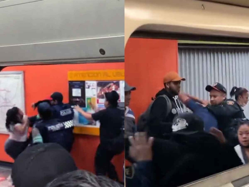 A través redes sociales se difundieron imágenes del momento exacto en que vagoneros se enfrentan a golpes con policias.