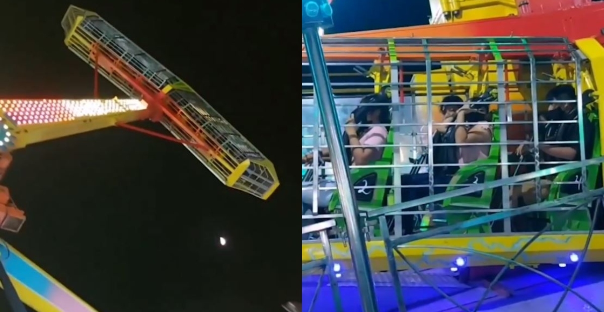 Juego de la Feria de San Román en Campeche sufre falla con personas a bordo: VIDEO