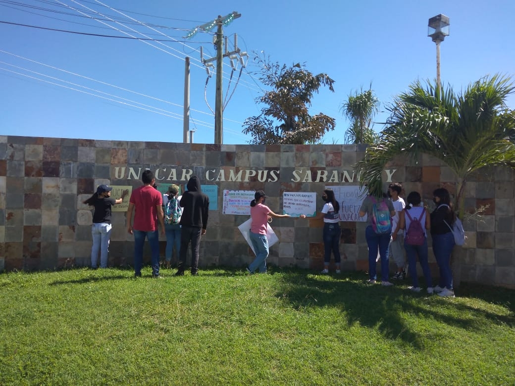 Alumnos de la Unacar en Sabancuy se unen a protestas de apoyo a los sindicalizados
