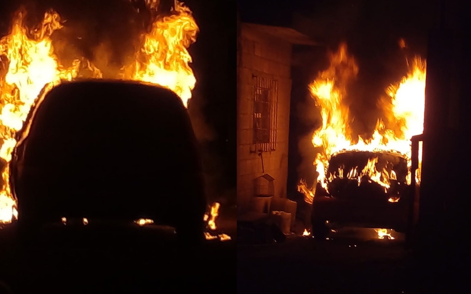 Tras fuerte explosión, se incendia automóvil en una comisaría de Tizimín