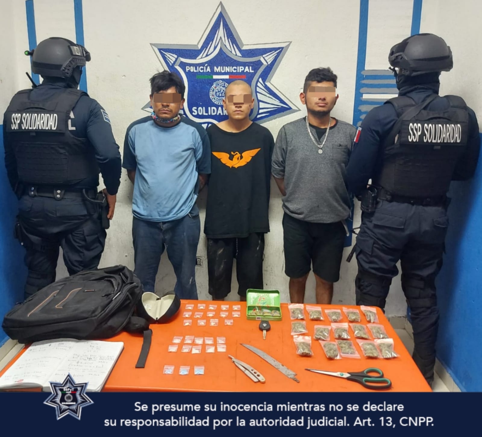 Detienen a tres hombres por posesión de droga en Playa del Carmen
