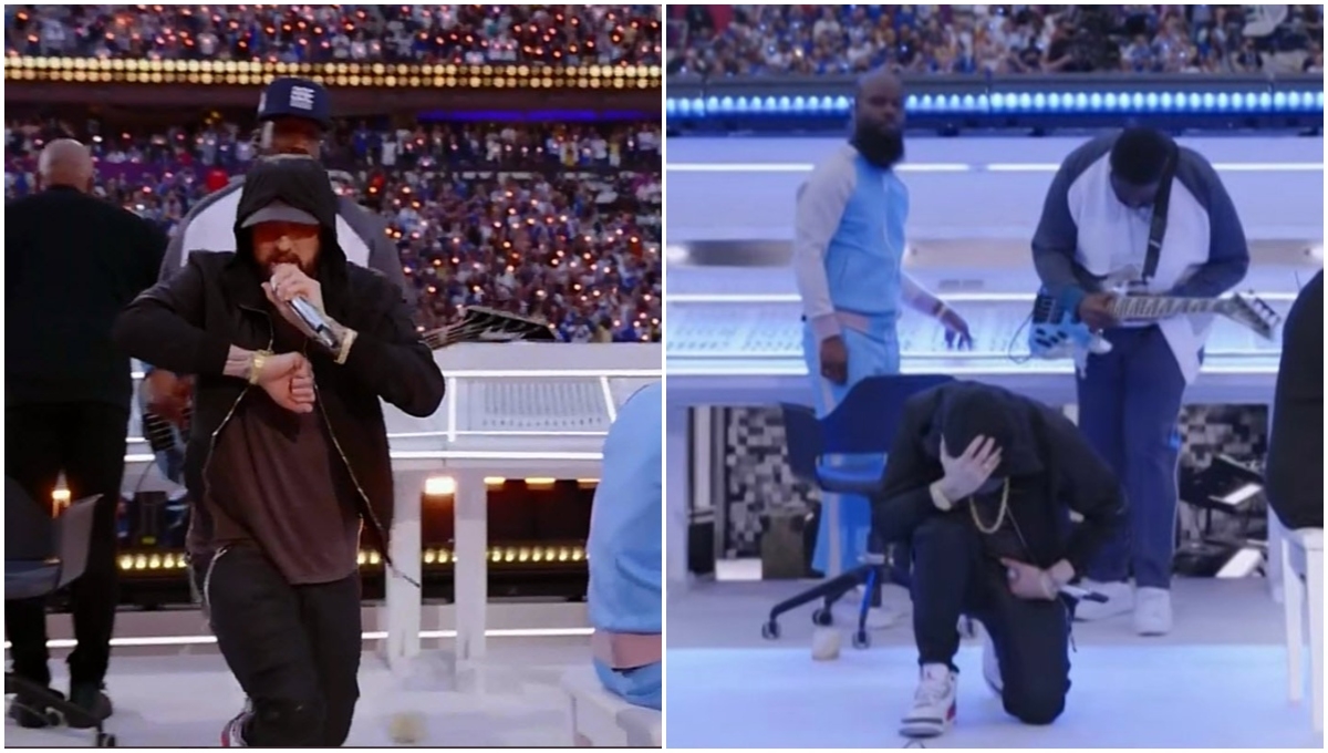 La polémica razón por la que Eminem se hincó durante su presentación en el Super Bowl