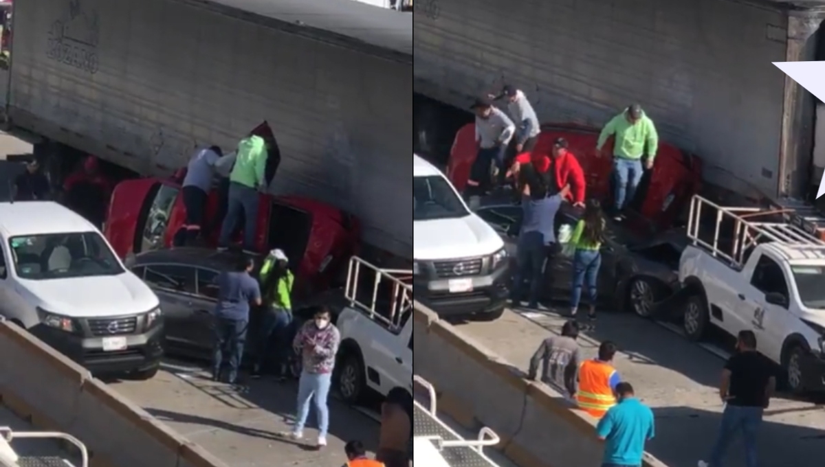 Camión de carga embiste a varios vehículos en la México-Cuernavaca