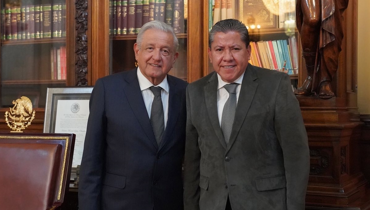 David Monreal, gobernador de Zacatecas junto al presidente, durante su reunión de este miércoles. Foto: Twitter @DavidMonrealA