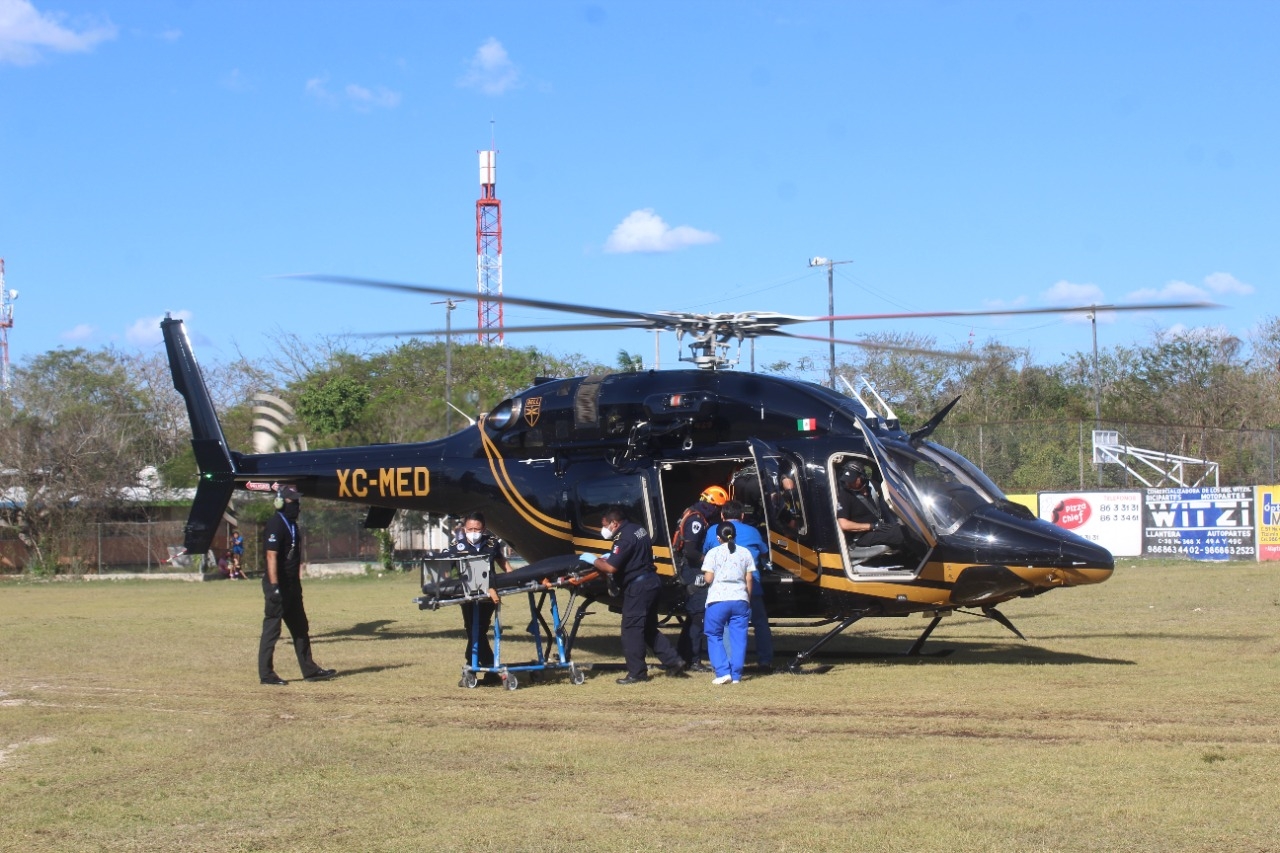 Trasladan a niño de 3 años en helicóptero tras sufrir grave accidente en Tizimín: VIDEO