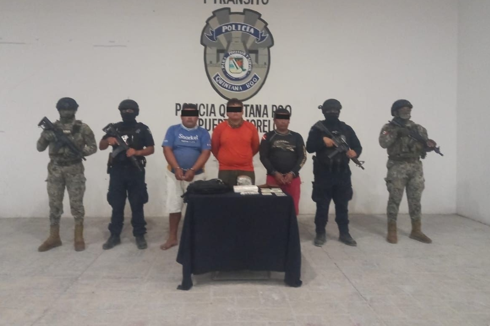 Los tres hombres detenidos con droga en Puerto Morelos quedaron a disposición de la Fiscalía General de la República