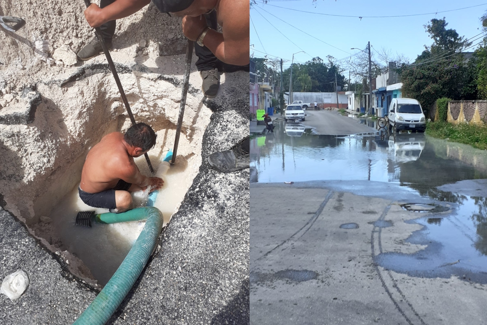 Obras de reparación de CAPA causan encharcamientos en Cozumel