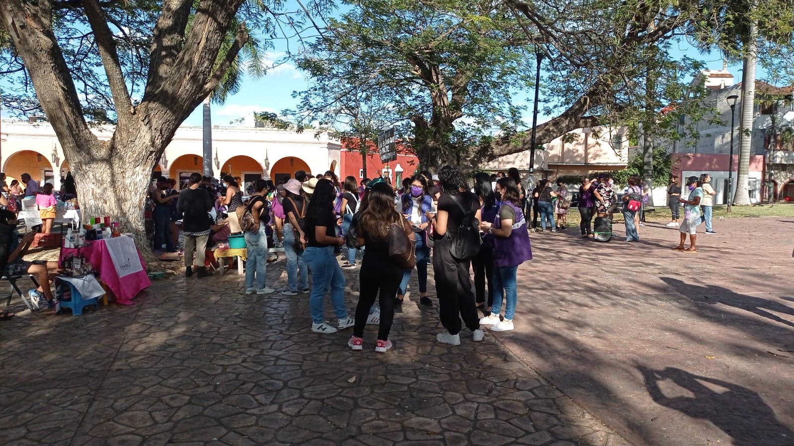 Con cánticos, pancartas y banderas, varias mujeres salieron a las calles de Campeche para conmemorar este 8M