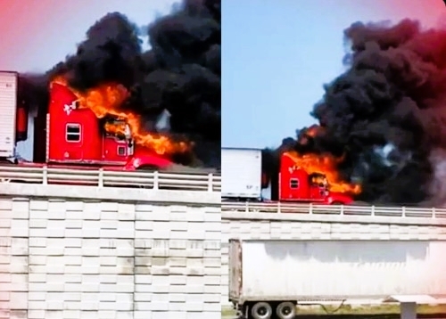 Tras incendio de camiones, transportistas retiran bloqueo del puente internacional Reynosa-Pharr