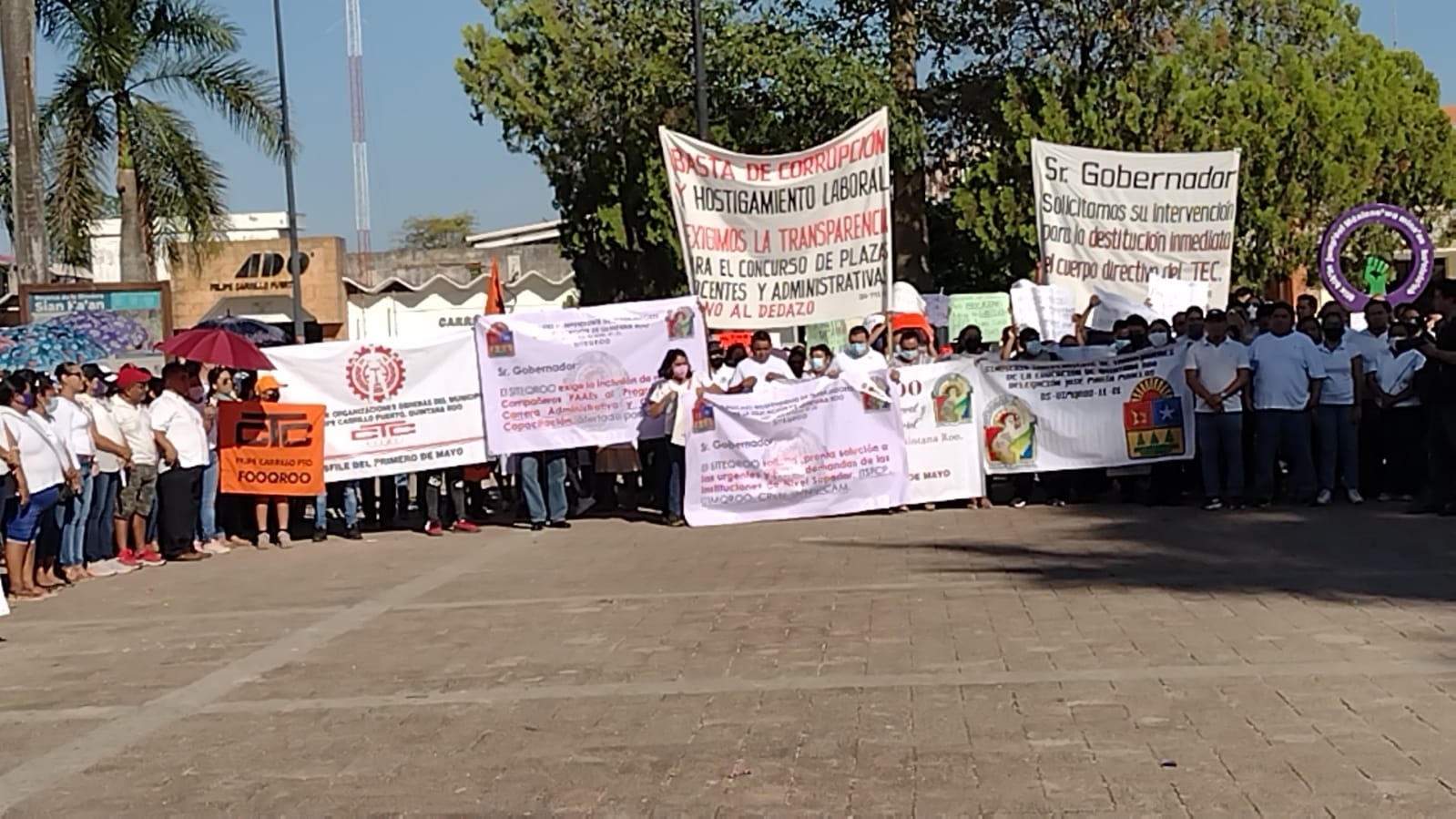 Día del Trabajo: Sindicalizados de educación exigen un alto al hostigamiento en Carrillo Puerto