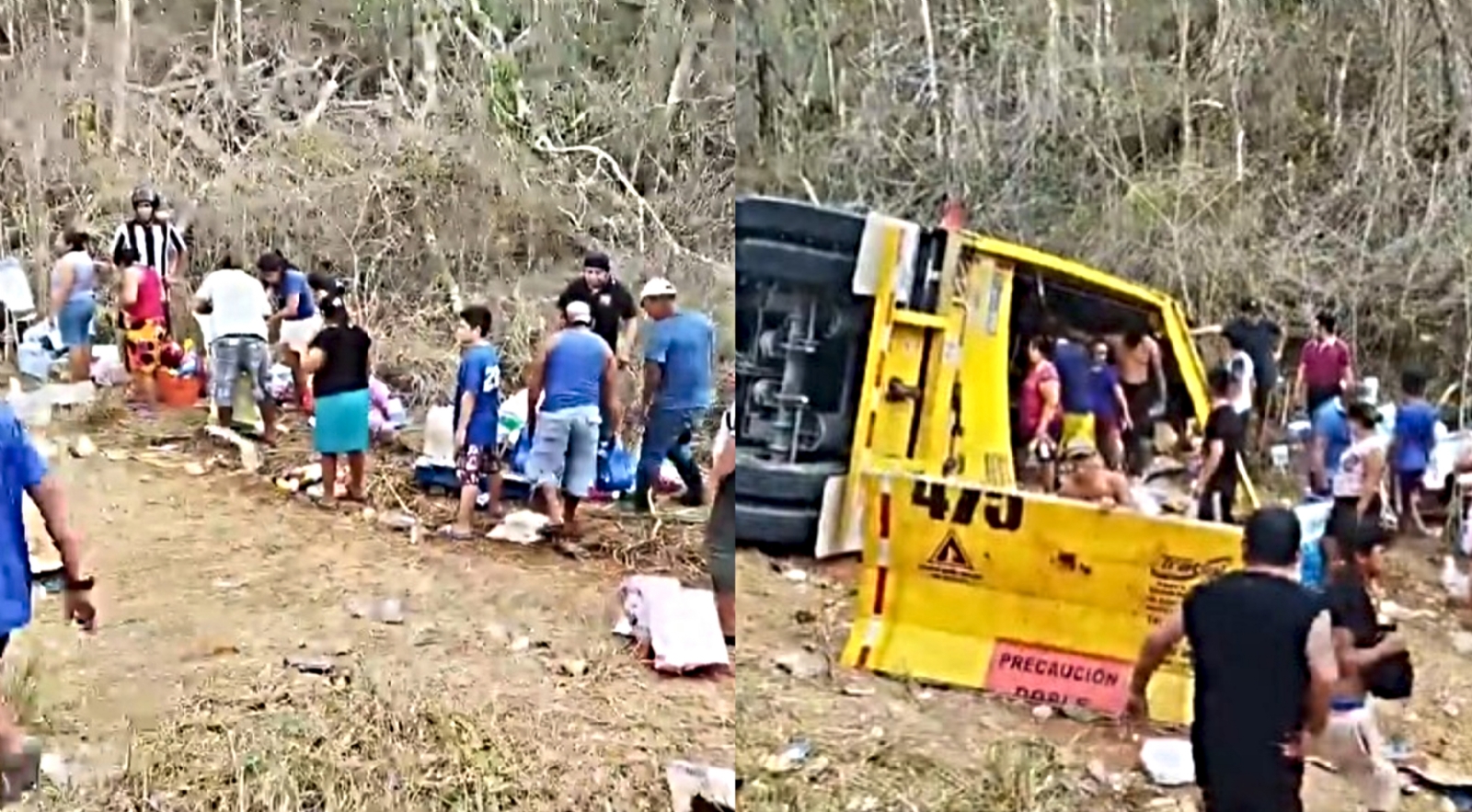 Pobladores hicieron rapiña en el tráiler que volcó en la carretera José María Morelos-Polyuc