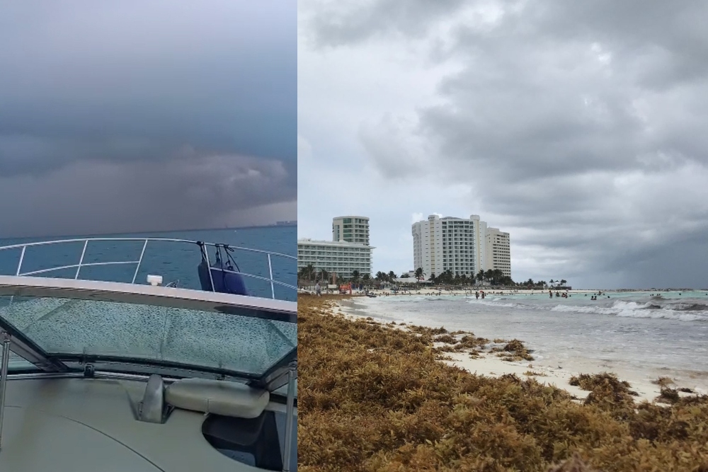 El marinero grabó cómo se veía la Zona Hotelera de Cancún bajo las lluvias causadas por una zona de inestabilidad en el Mar Caribe