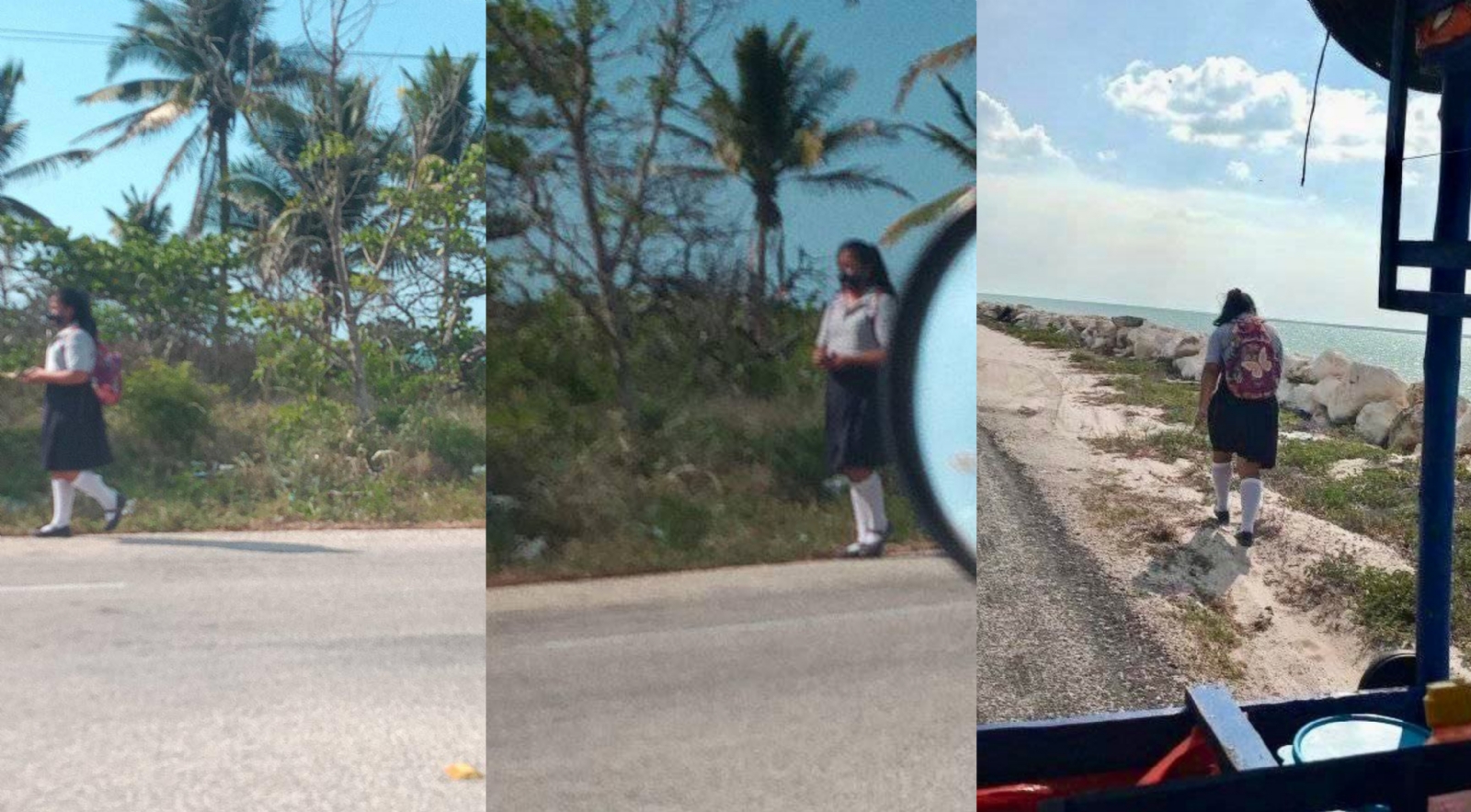 Estudiante que caminaba sola en la carretera Sabancuy-Isla Aguada movilizó a autoridades