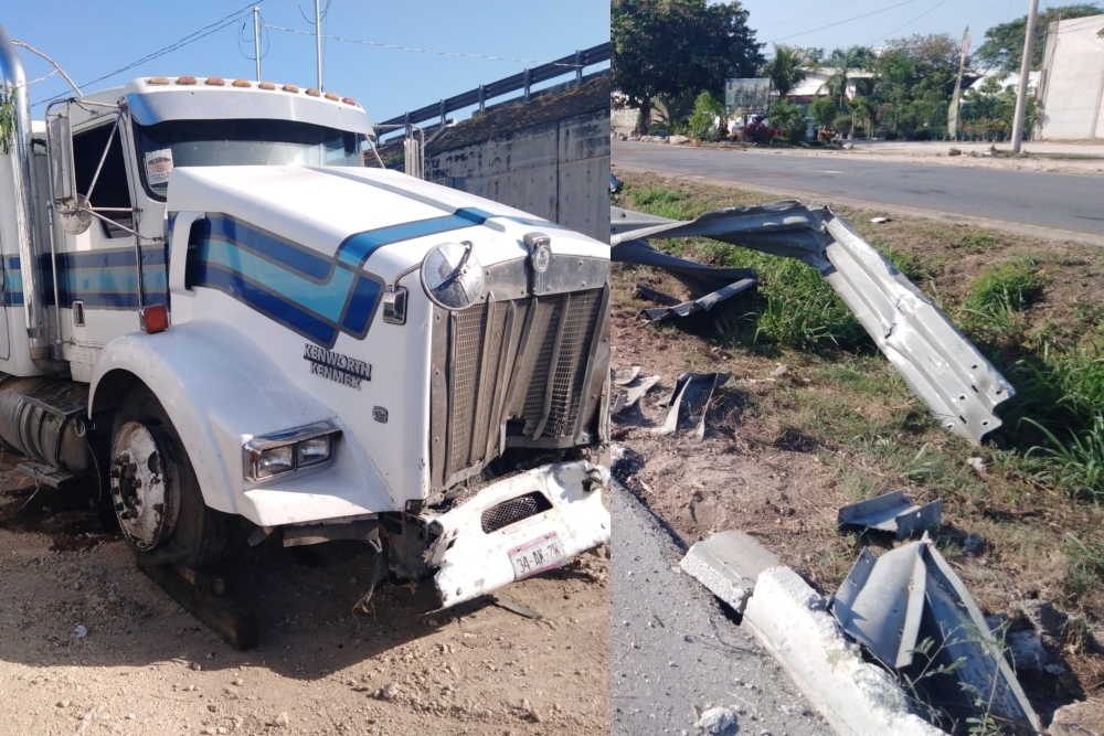 El tráiler fue removido del Anillo Periférico de Mérida tras el accidente, para evitar embotellamiento en la zona
