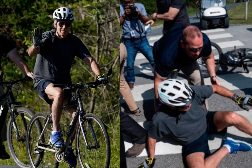 Joe Biden asegura 'estar bien' tras caerse de su bicicleta en Delaware