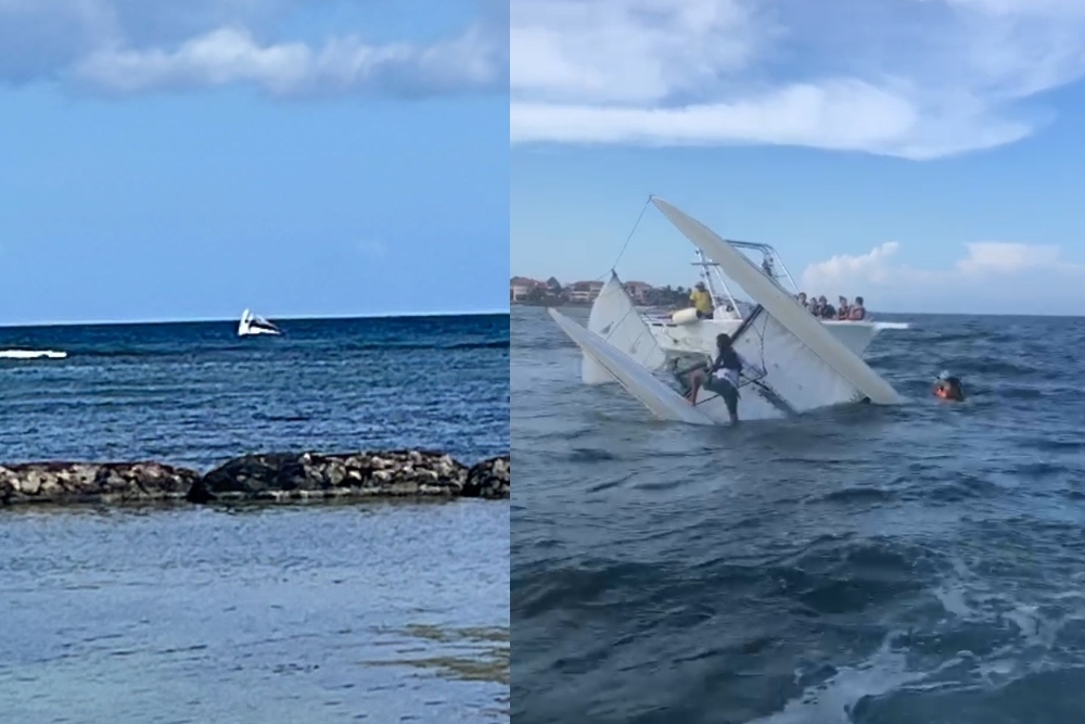 Se vuelca un velero frente a las costas de Puerto Aventuras, Quintana Roo: VIDEO