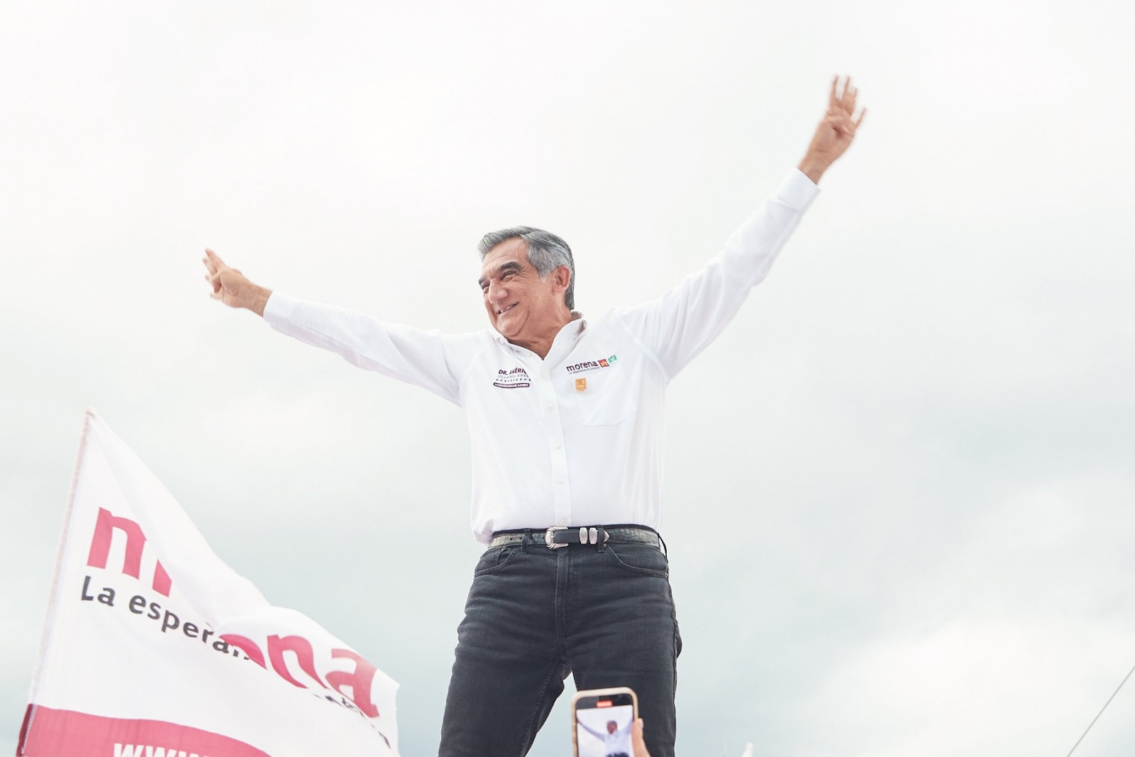 Américo Villarreal, candidato a la gubernatura de Tamaulipas, declaró sentirse seguro de los resultados