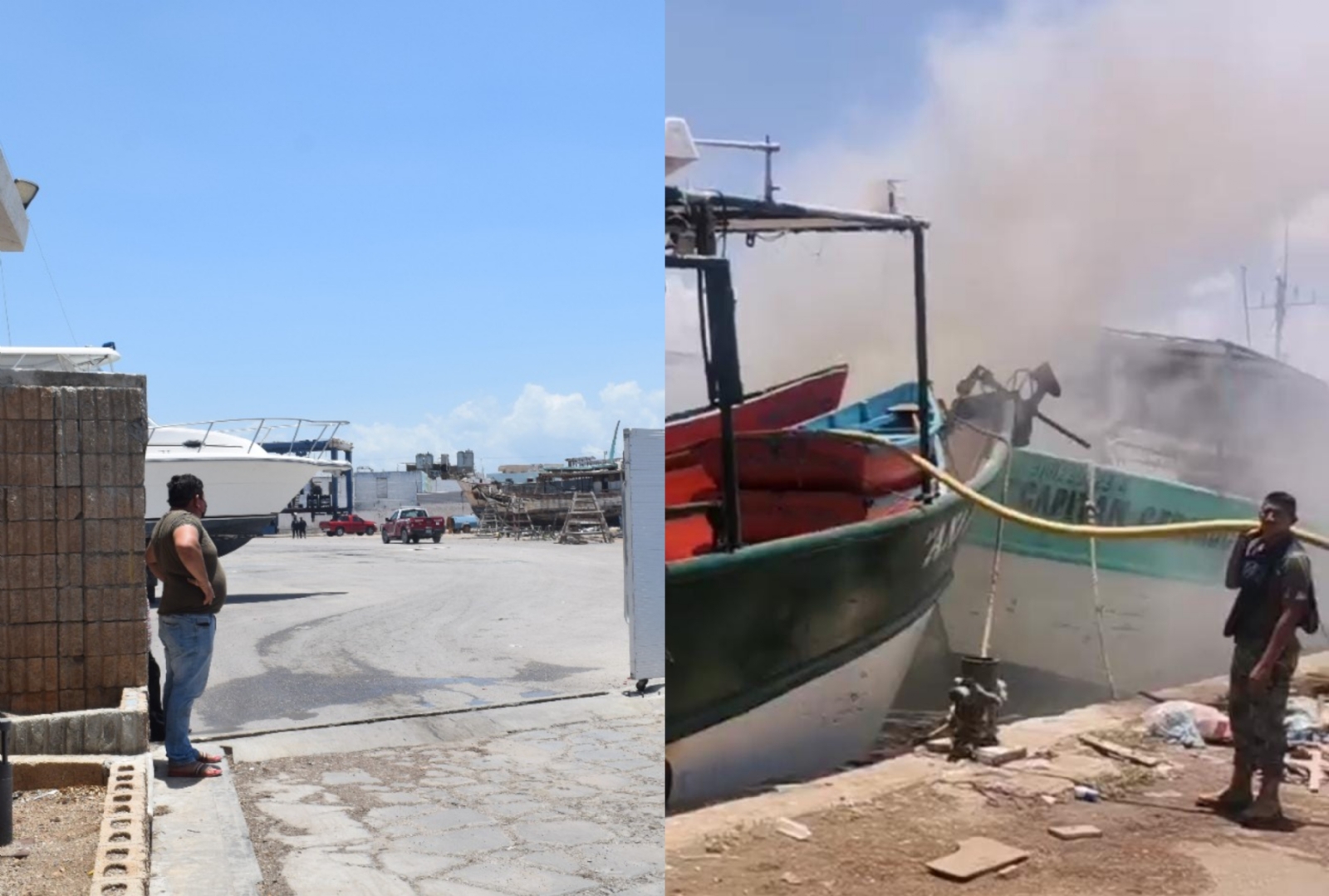 Explota embarcación en un astillero en Progreso; hay tres lesionados: VIDEO
