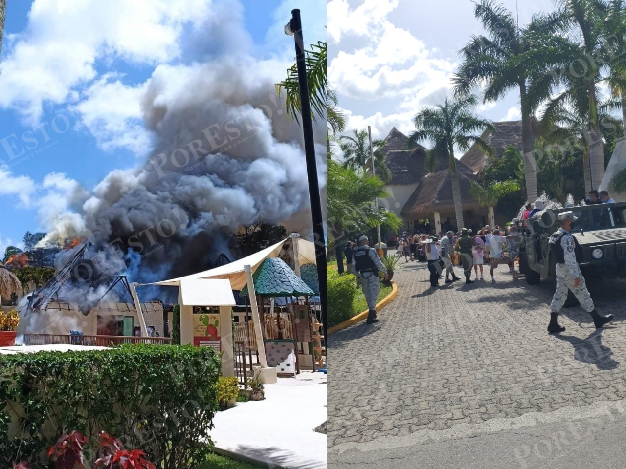El fuego que se generó en el Kids Club del Hotel Allegro en Cozumel fue captado por pescadores de la zona