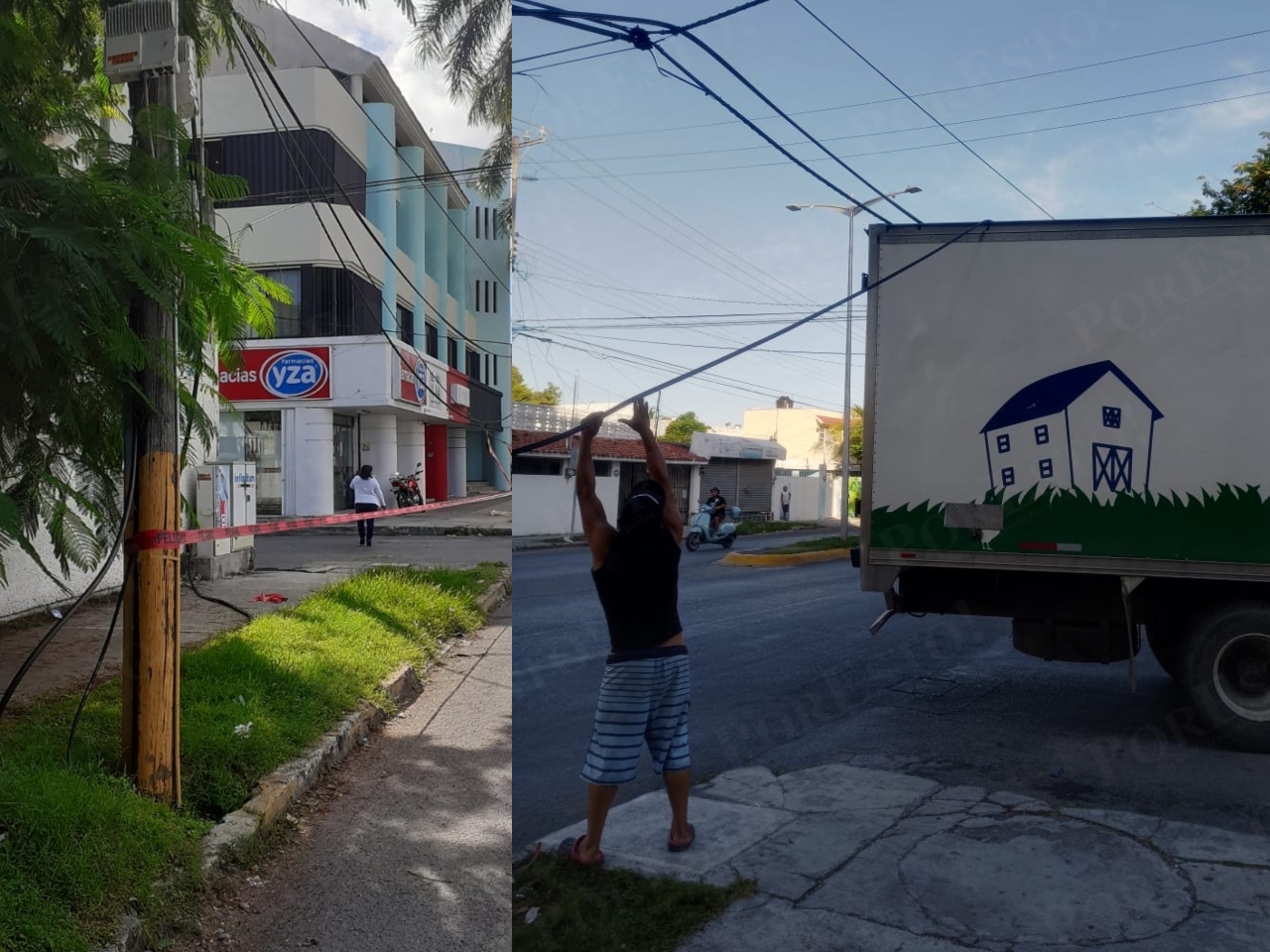La camioneta de la empresa Kaki siguió su camino luego del accidente sin que su chofer se hiciera responsable de los daños causados en Cozumel
