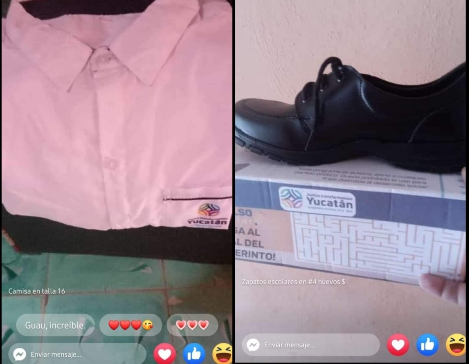 Mujer vende en Facebook camisa y zapatos que regaló el Gobierno de Yucatán ante el regreso a clases