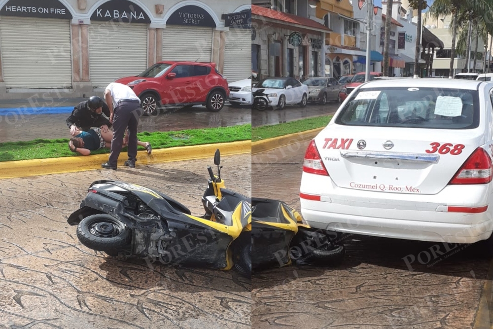 La turista fue ayudada por testigos del accidente en Cozumel para que pudiese recostarse en el camellón, donde indicaba tener fuertes dolores