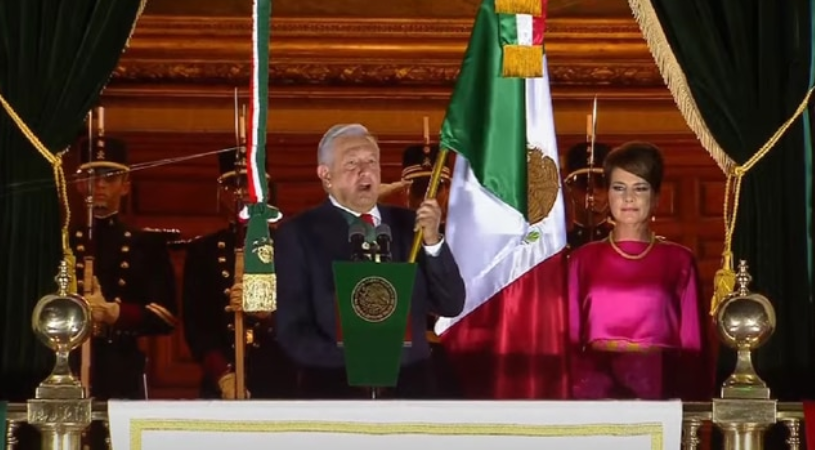 AMLO dio el Grito de Independencia desde Palacio Nacional