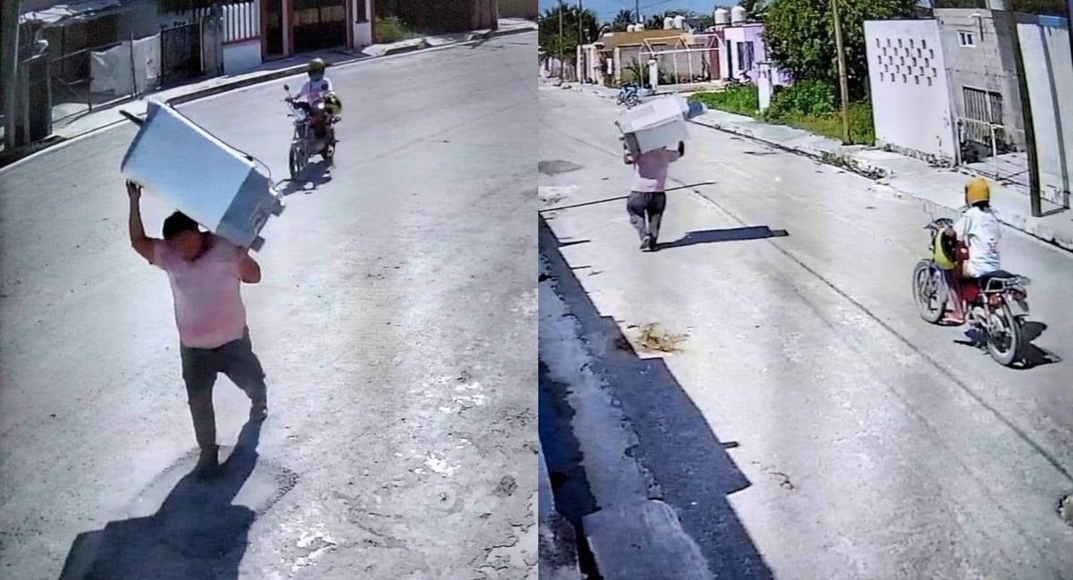 Exhiben a dos hombres por robarse una lavadora en Campeche