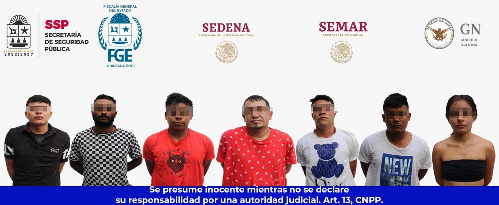 Operativos de cateo en Cancún: SSP revela la identidad de siete de los 13 detenidos del sábado