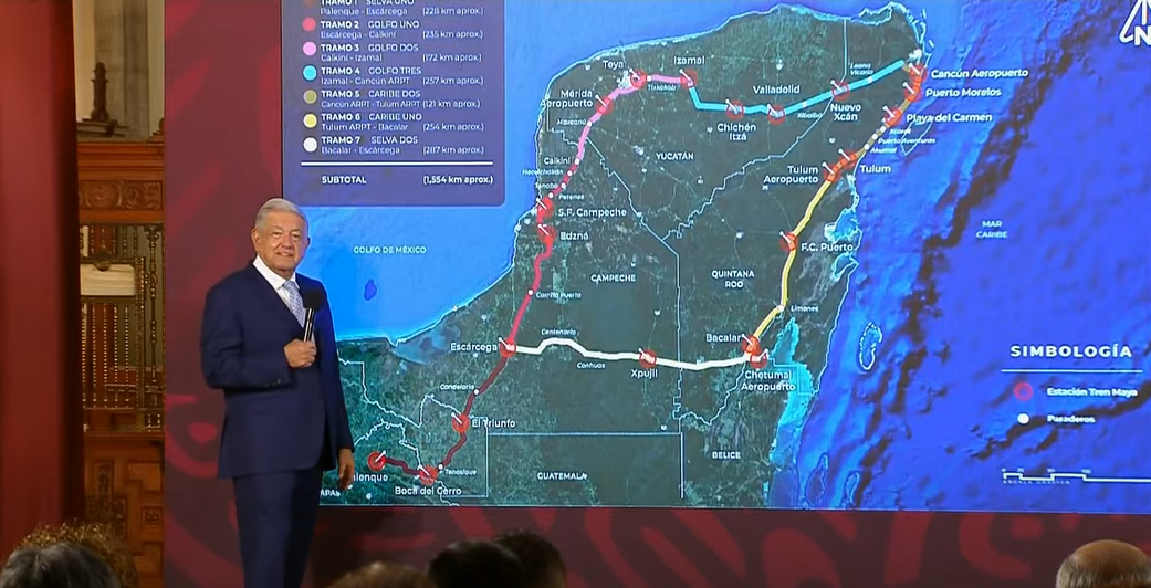 El presidente Andrés Manuel López Obrador visita cada dos semanas las obras del Tren Maya en la Península de Yucatán