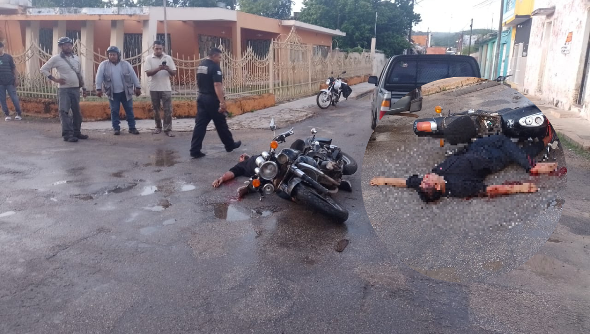 Motociclista de Tekax queda como 'Santo Cristo' luego estrellarse con una camioneta