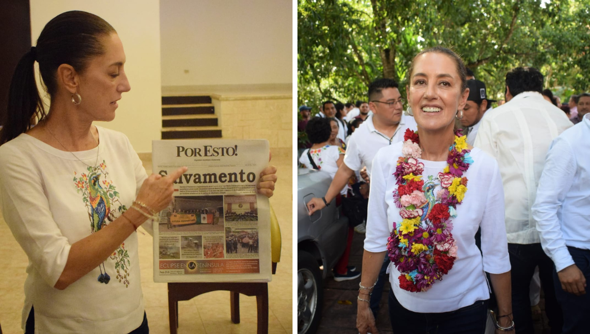 Claudia Sheinbaum reconoce labor de Por Esto! en su visita a Valladolid, Yucatán: VIDEO