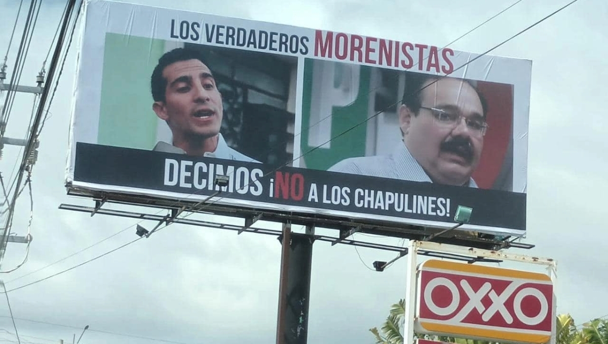 Colocan supuestas lonas en contra de Rommel Pacheco y Jorge Carlos Ramírez Marín en Mérida