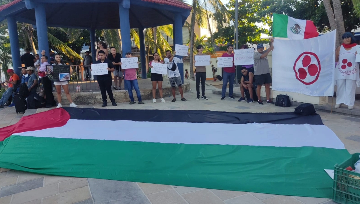 Habitantes de Playa de Carmen se manifiestan a favor de Palestina: EN VIVO