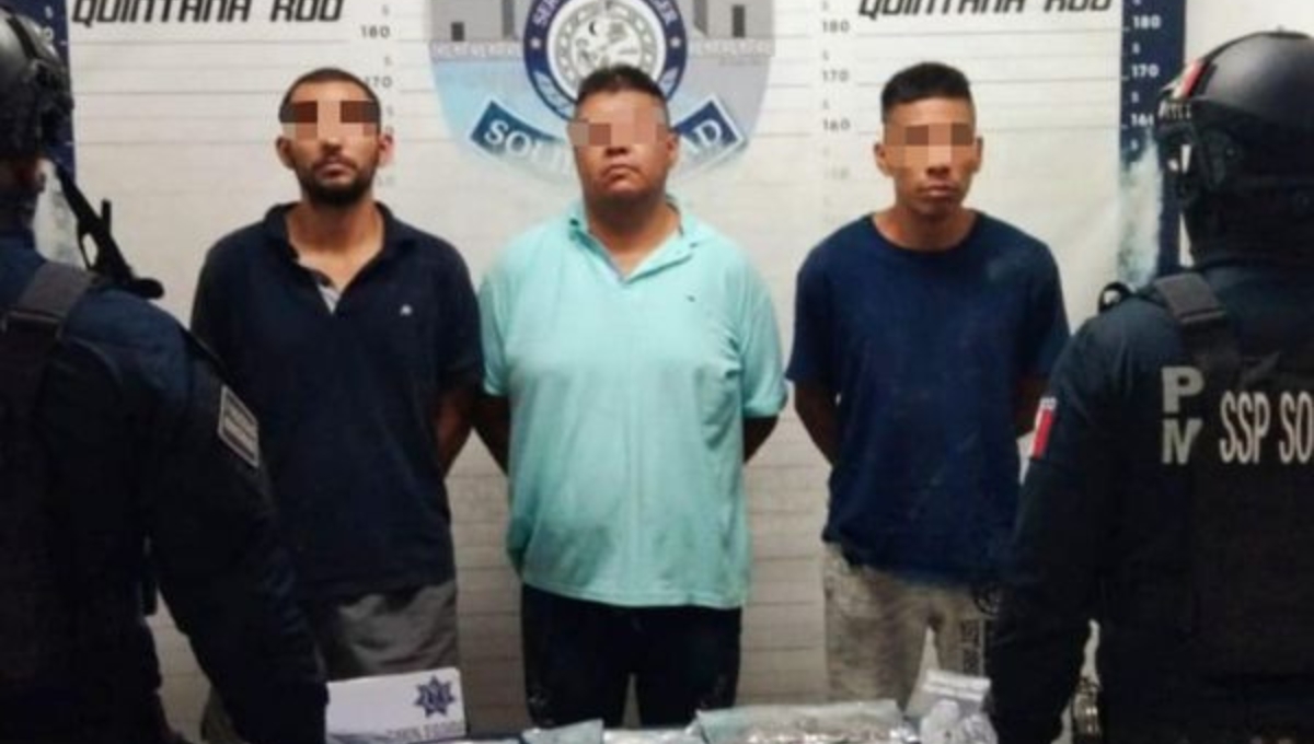 Detienen a tres hombres con metanfetamina en Playa del Carmen