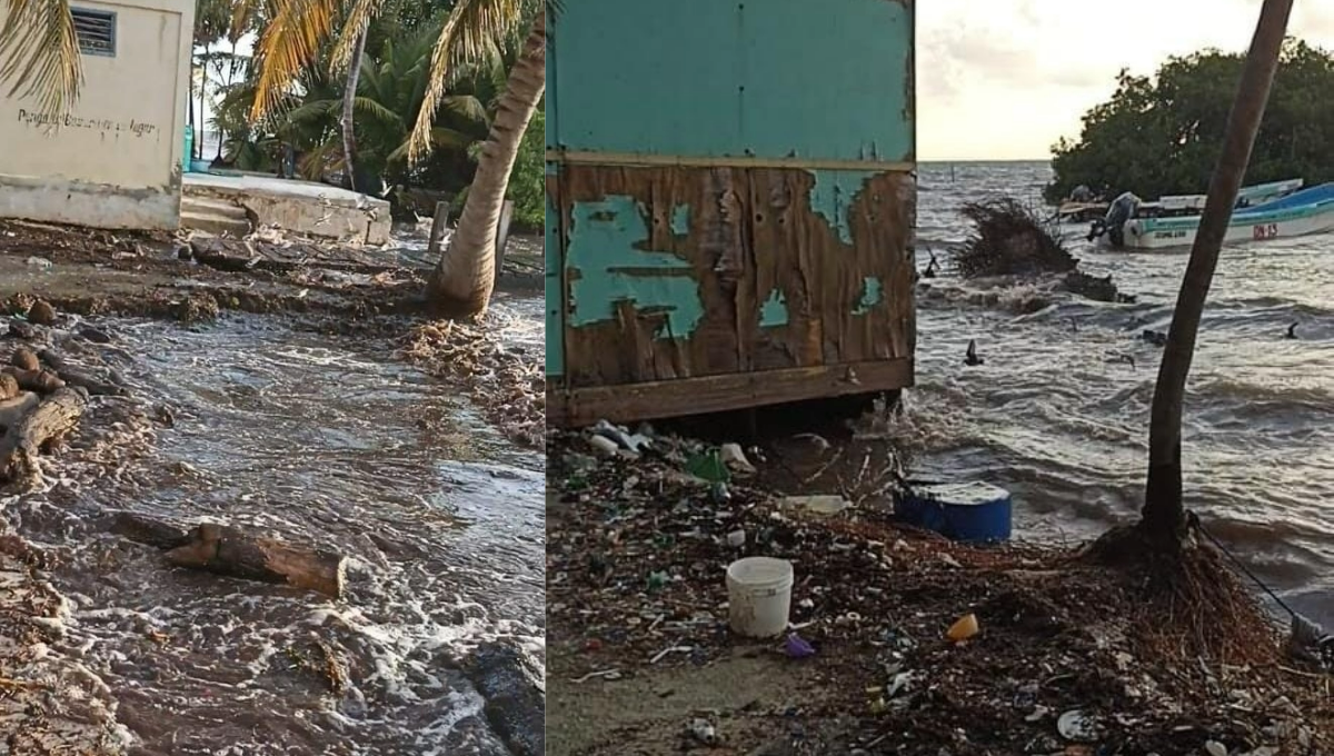 Pescadores de Isla María Elena, Quintana Roo, temen que el mar se 'lleve' sus casas