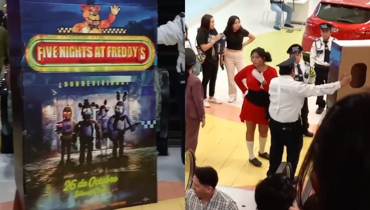 Joven intenta robarse un póster de 'Five Nights At Freddy's' en un Cinépolis de Campeche: VIDEO