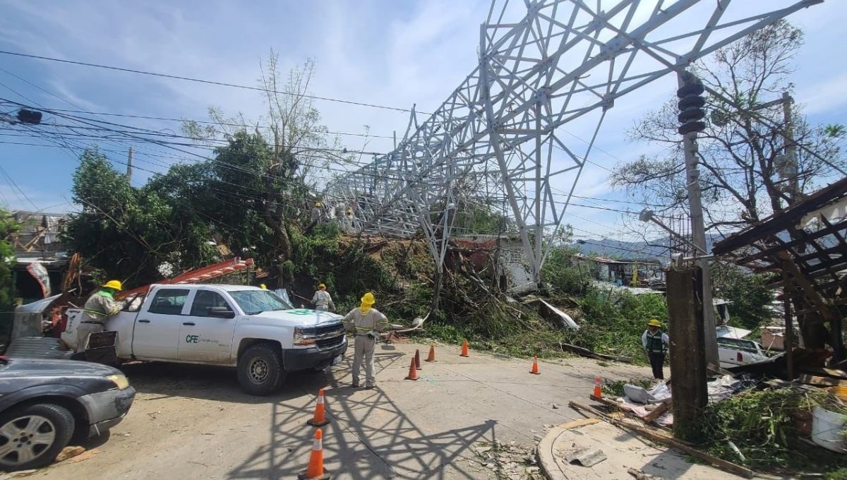CFE ya restableció el 50% del suministro eléctrico en Acapulco