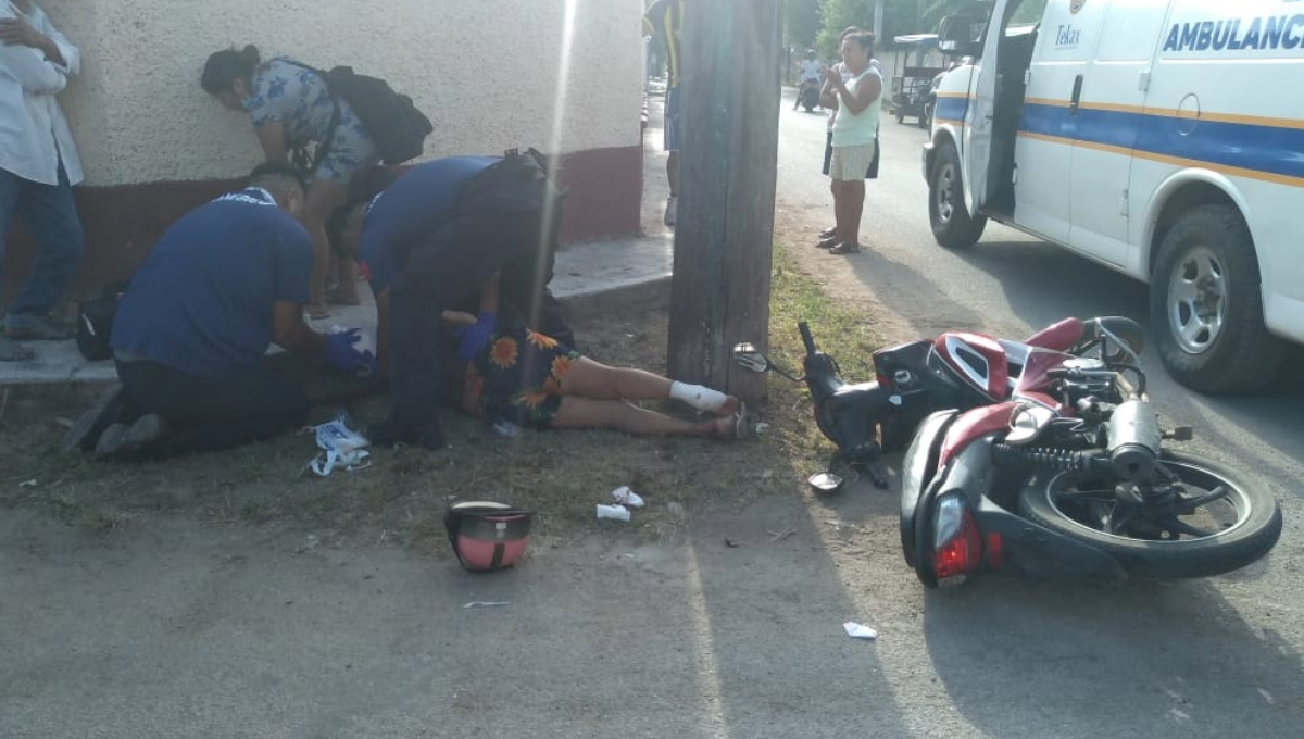Menor de edad provoca choque en Tekax, Yucatán, y deja a una lesionada