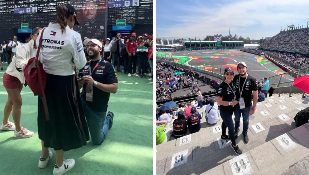 ¡Cupido motorizado! Aficionado entrega anillo de compromiso en el Gran Premio de México