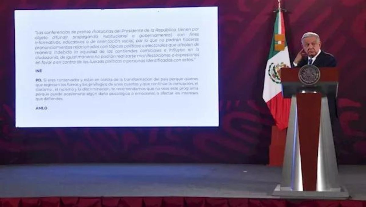 El INE ordenó a presidencia que se retire la 'Postdata' en el mensaje previo al inicio de la Coneferencia Mañanera