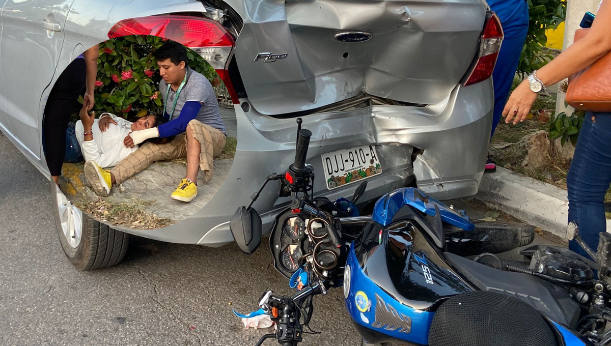 Repartidor se queda sin frenos y choca contra una auto en Campeche