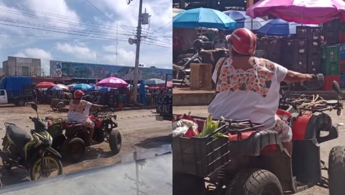 Mestiza a todo terreno: Mujer se pasea a bordo de una cuatrimoto en Oxkutzcab: VIDEO