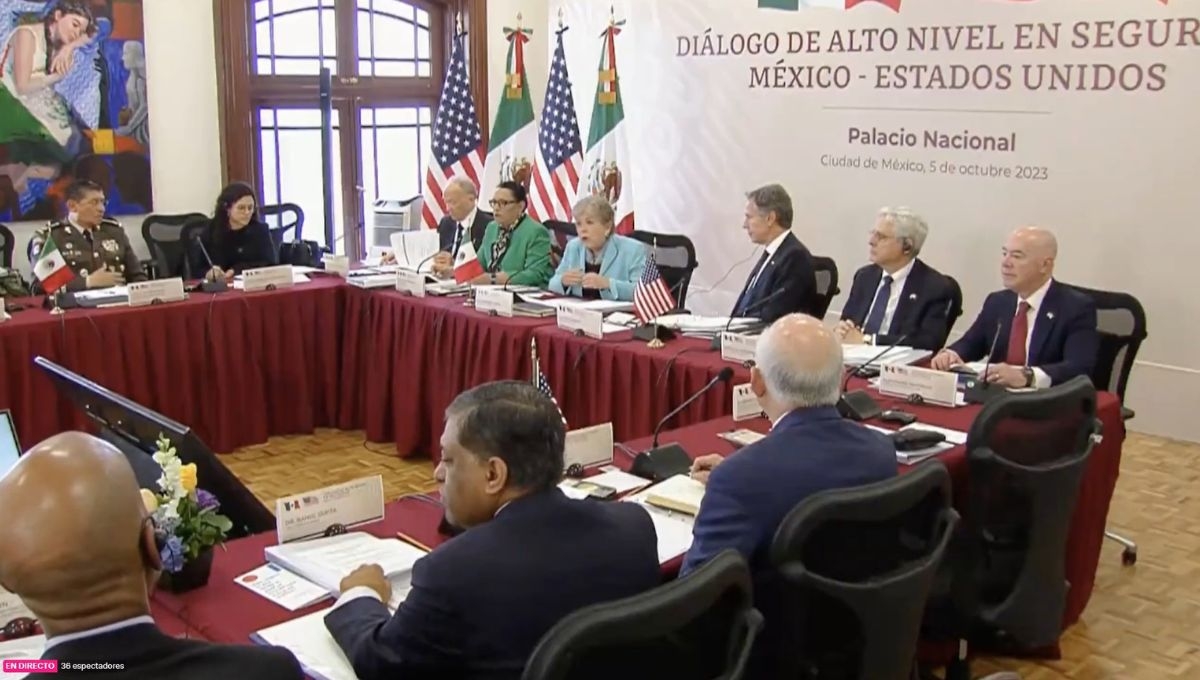 La canciller de México, Alicia Barcena, inició los trabajos de la reunión bilateral con funcionarios de Estados Unidos