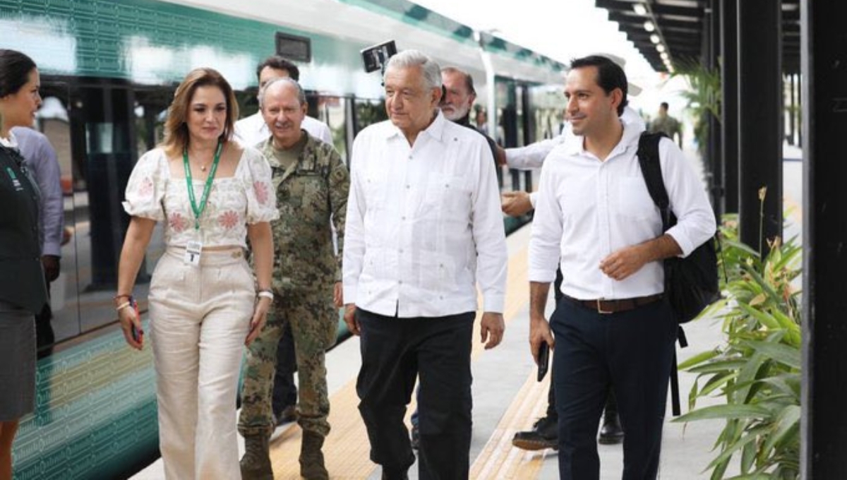 El presidente Andrés Manuel López Obrador partió desde la estación Teya del Tren Maya en Mérida