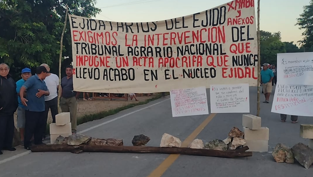 Ejidatarios bloquean carretera federal 295 Felipe Carrillo Puerto-Valladolid