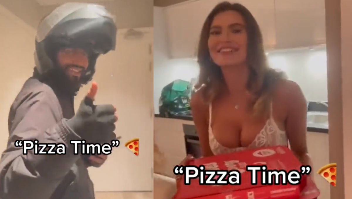 Mujeres reciben en ropa interior a repartidor de pizza; las tachan de acosadoras: VIDEO