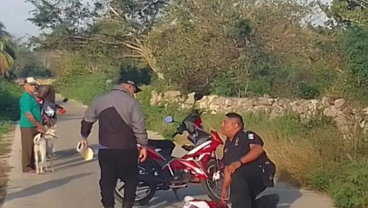 Pareja de motociclistas derrapa en la vía Mérida-Tizimín
