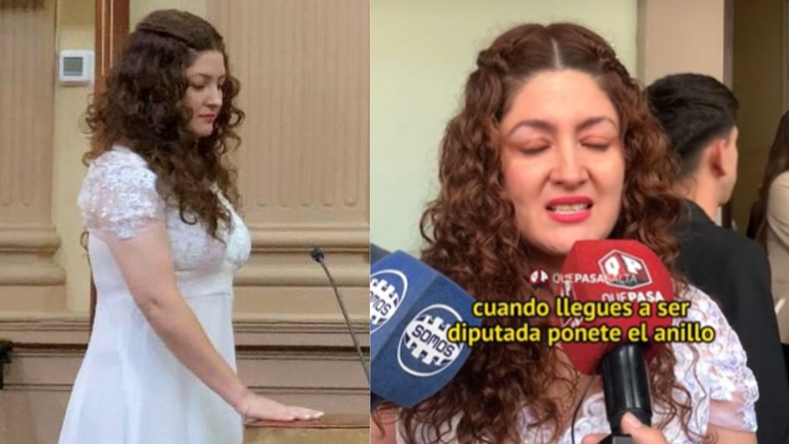 Diputada argentina asume su cargo vestida de novia y con anillo de compromiso