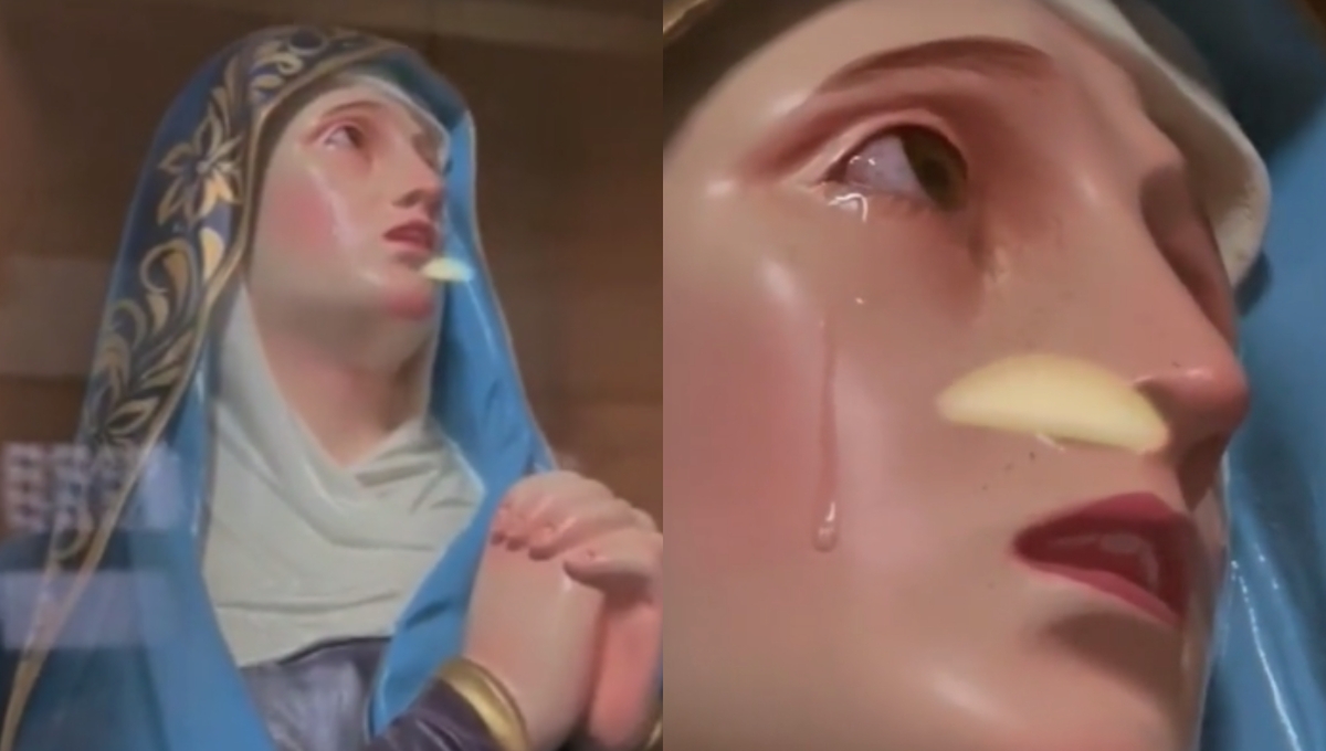 Imagen de la Virgen de los Dolores llora en Colima y queda captado en video